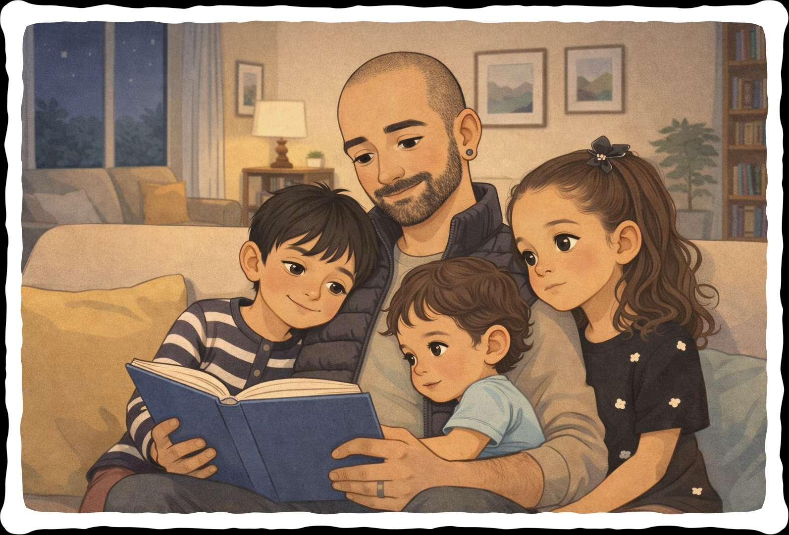 Family enjoying Bible story together